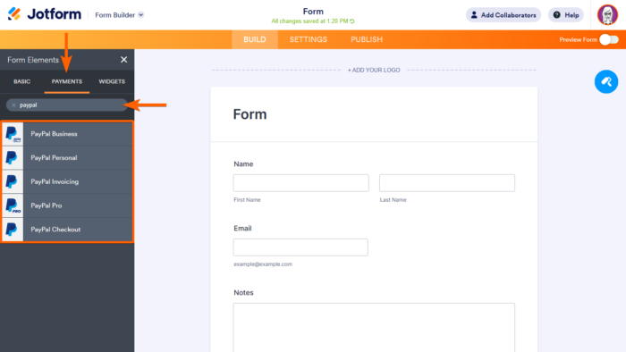 PayPal Forms