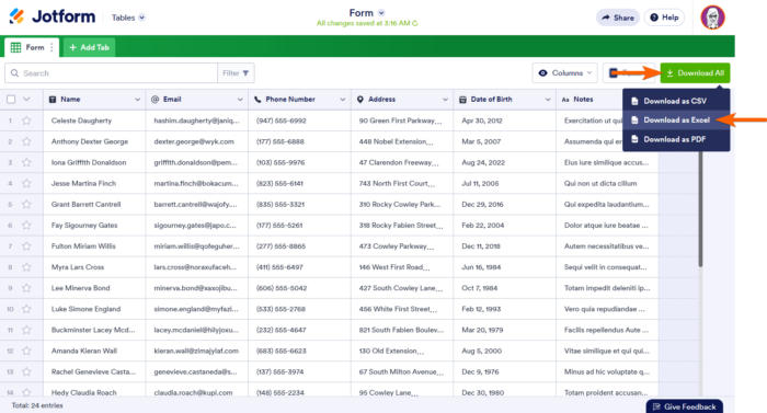 How to Export Form Data to Excel