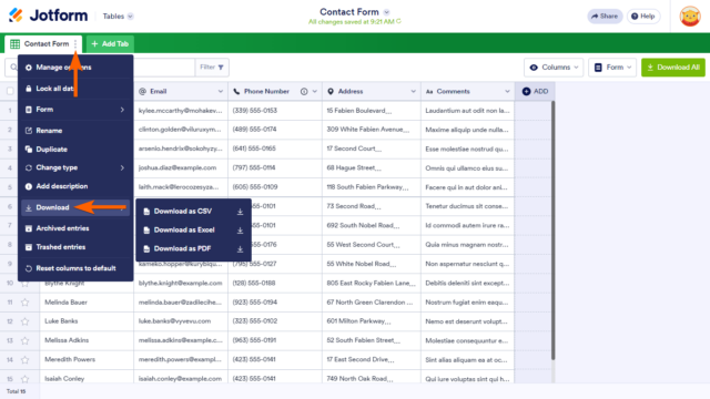 How to Export Your Form Data to Excel