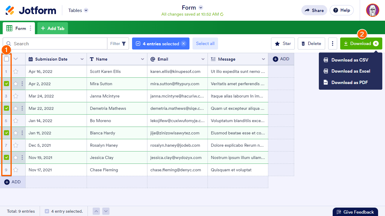 How to Download Form Submissions as Excel, CSV, or PDF