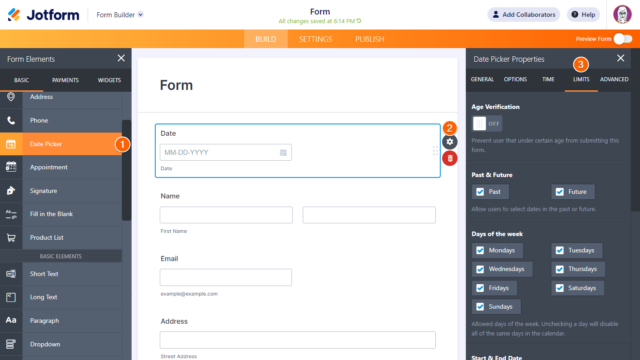 How to Use the Date Limits Option