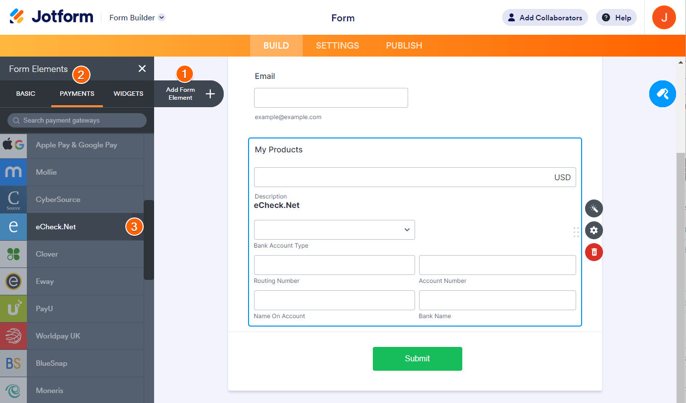 How to Integrate eCheck.Net With Jotform?