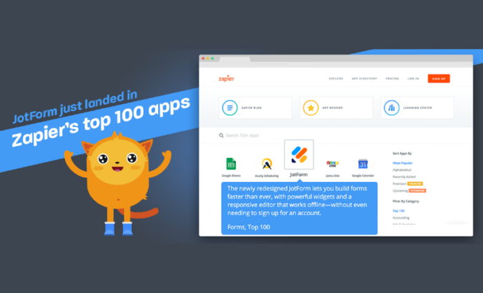 Jotform just landed in Zapier’s top 100 apps