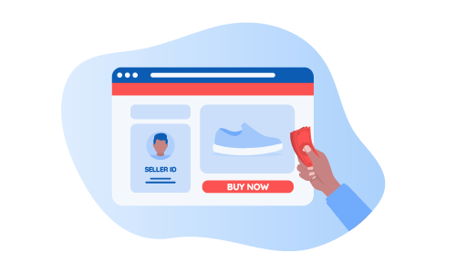 Person shopping from a seller on an online shopping platform