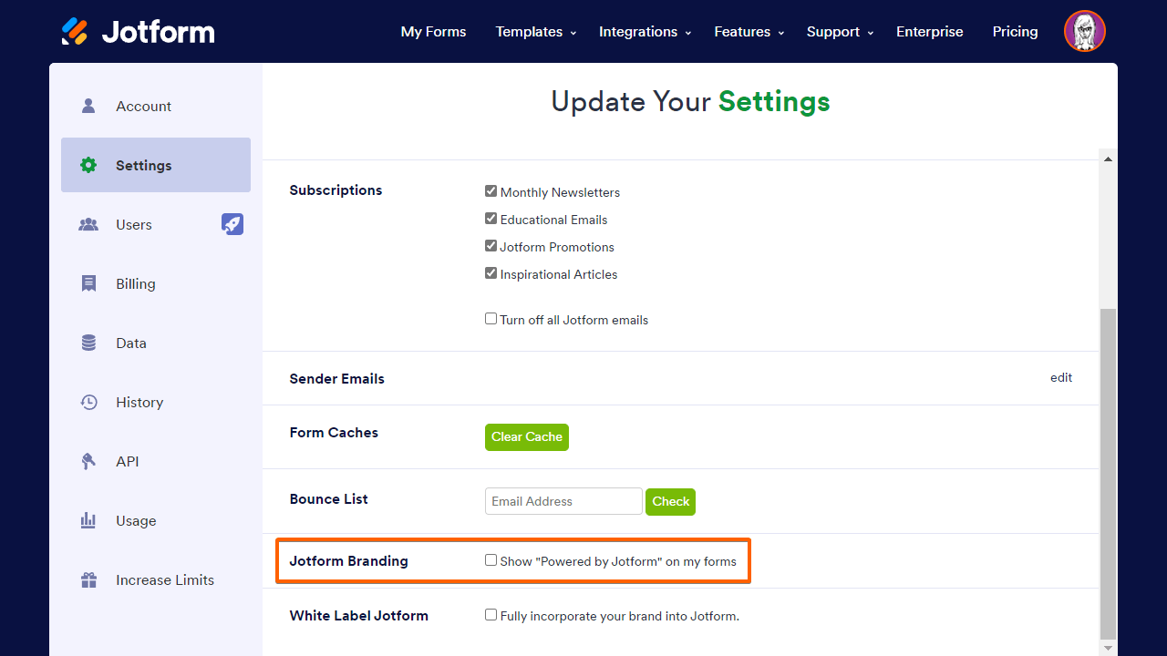 How To Remove Jotform Branding