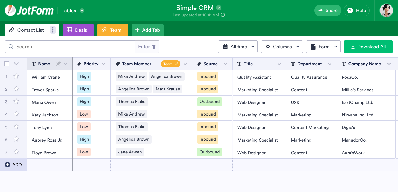 crm with airtable