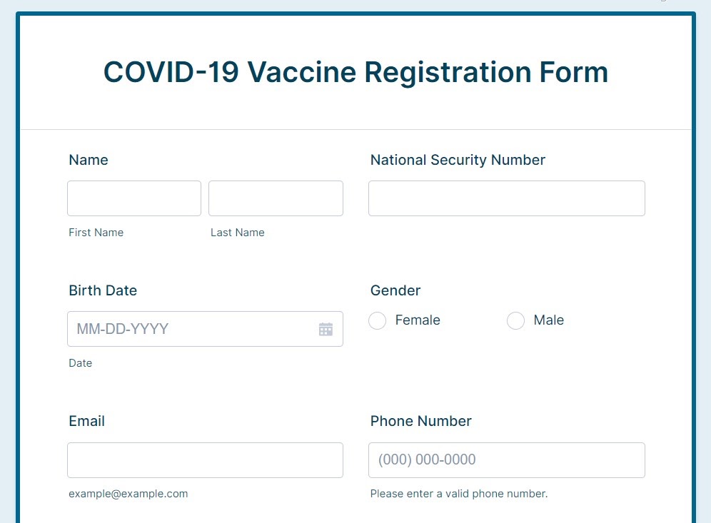 Covid 19 Vaccine Registration Form Template Jotform [ 733 x 996 Pixel ]