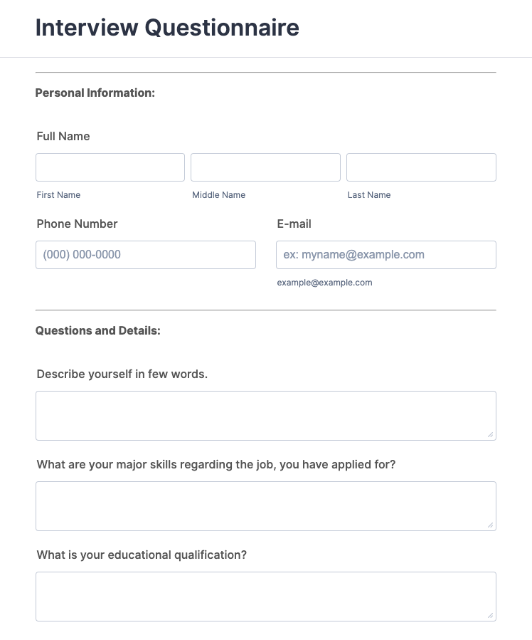 33+ Job Application Questions Template best example