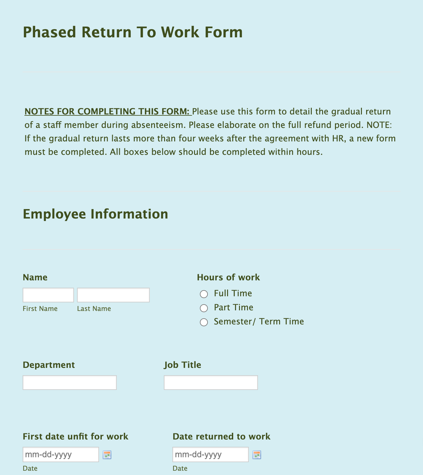 Return To Office Plan Template
