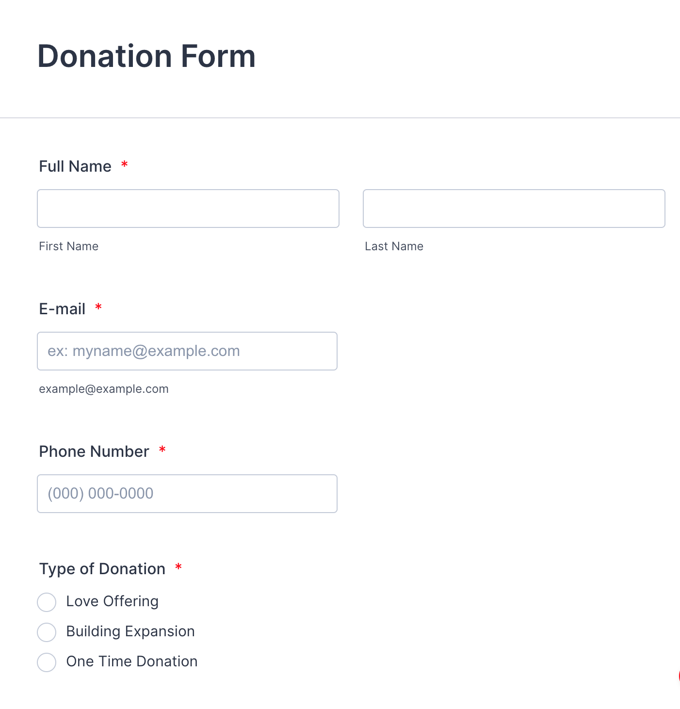 Online Donation Form Template  Jotform Throughout Building Fund Pledge Card Template