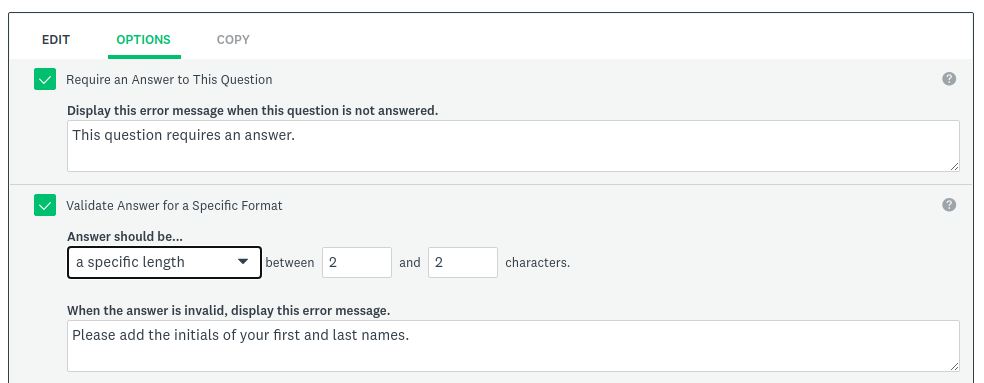 A computer screen displaying the steps to add a field to collect initials in SurveyMonkey