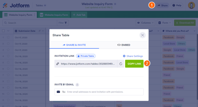 How To Share Your Jotform Tables And Collaborate 7342