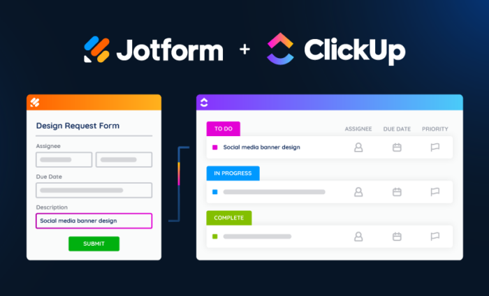 Directly integrate Jform with ClickUp for smooth project management