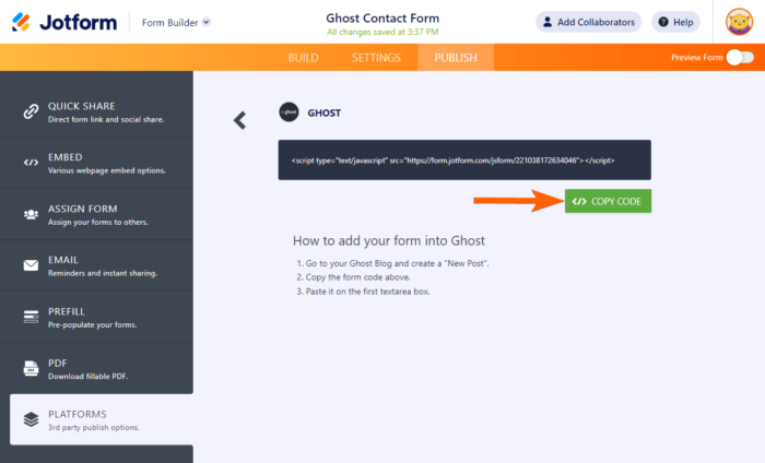 How to Add a Form to Ghost