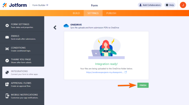 How To Integrate Jotform With OneDrive