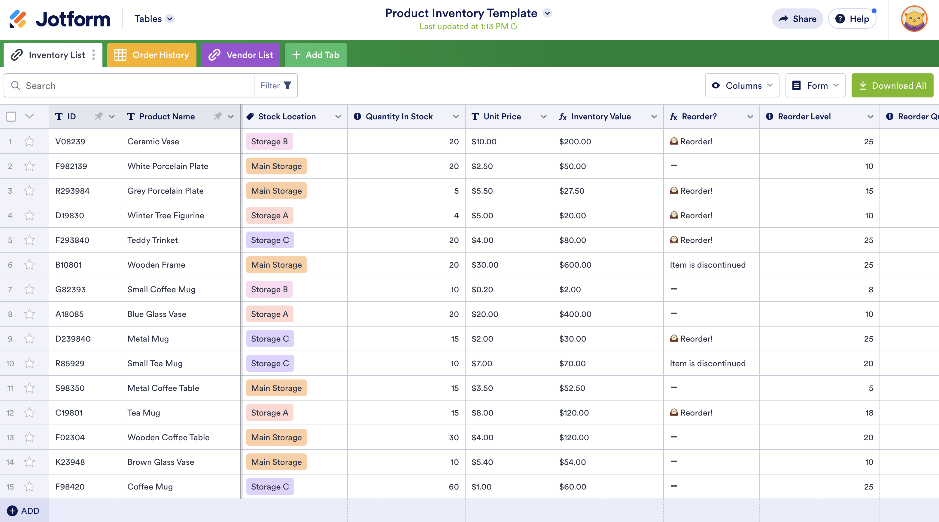 Managing your year-end inventory with Jotform Tables | The Jotform Blog