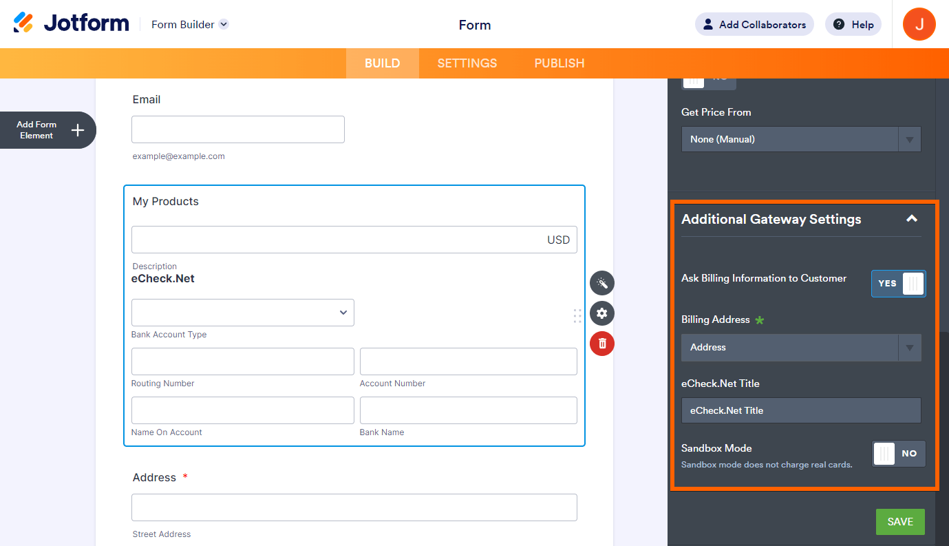 How To Integrate ECheck.Net With Jotform?