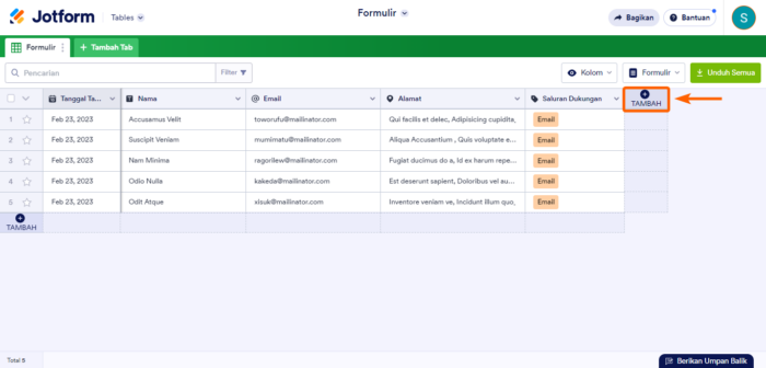 Cara Mengirim Formulir Di Tabel Jotform