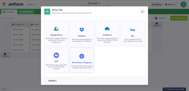 Cara Mengirim File Di Tabel Jotform