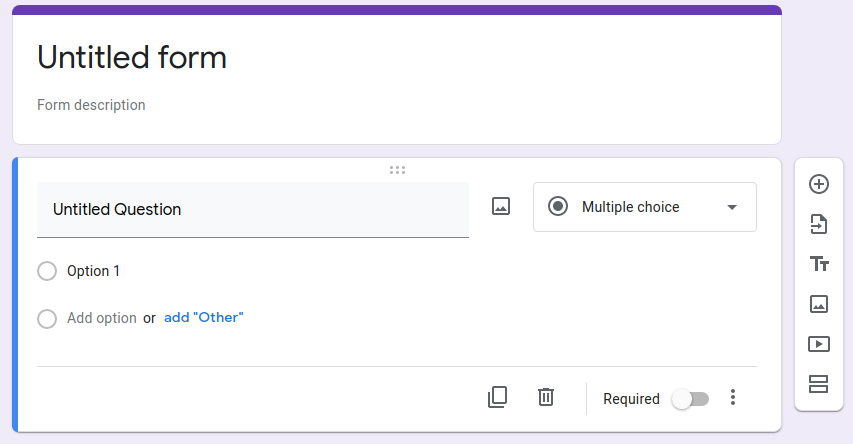 A screenshot of a new Google Form