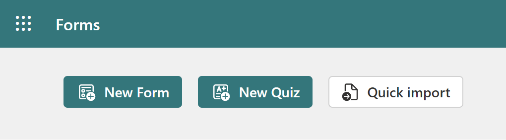 Screenshot of Microsoft Forms new form button
