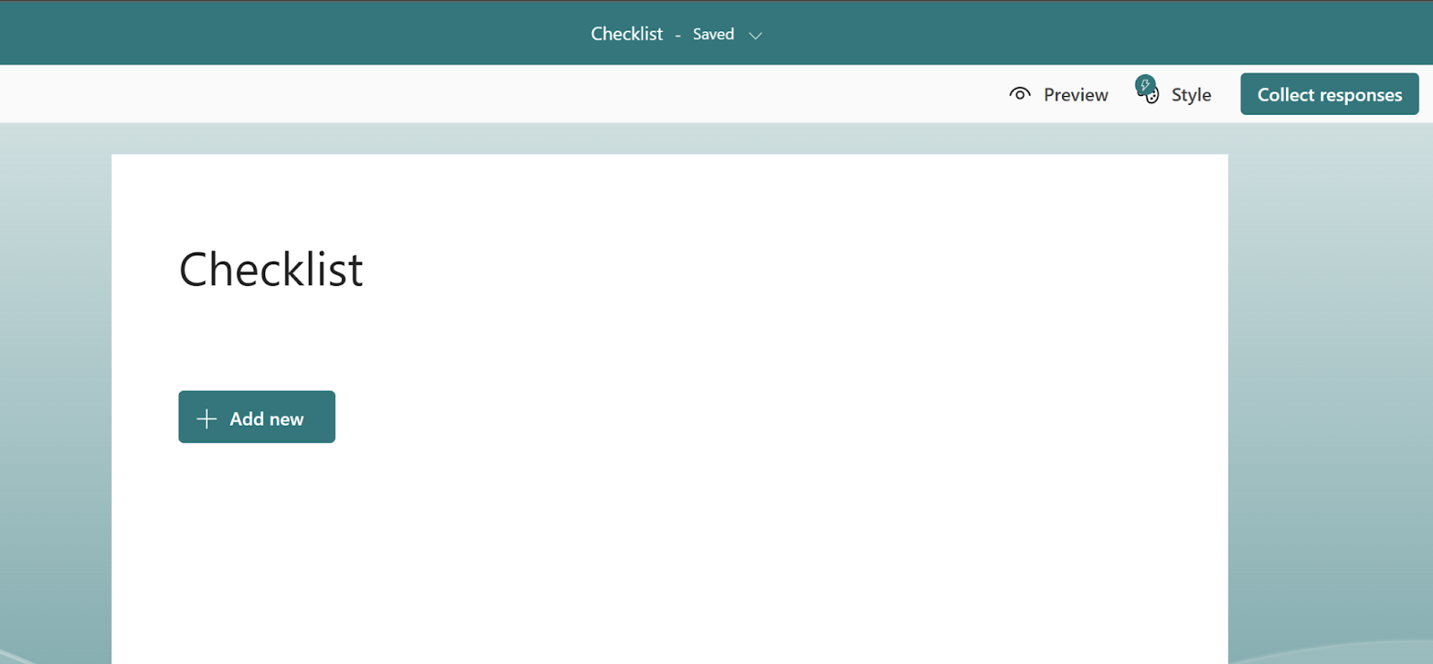 Screenshot of Blank checklist form