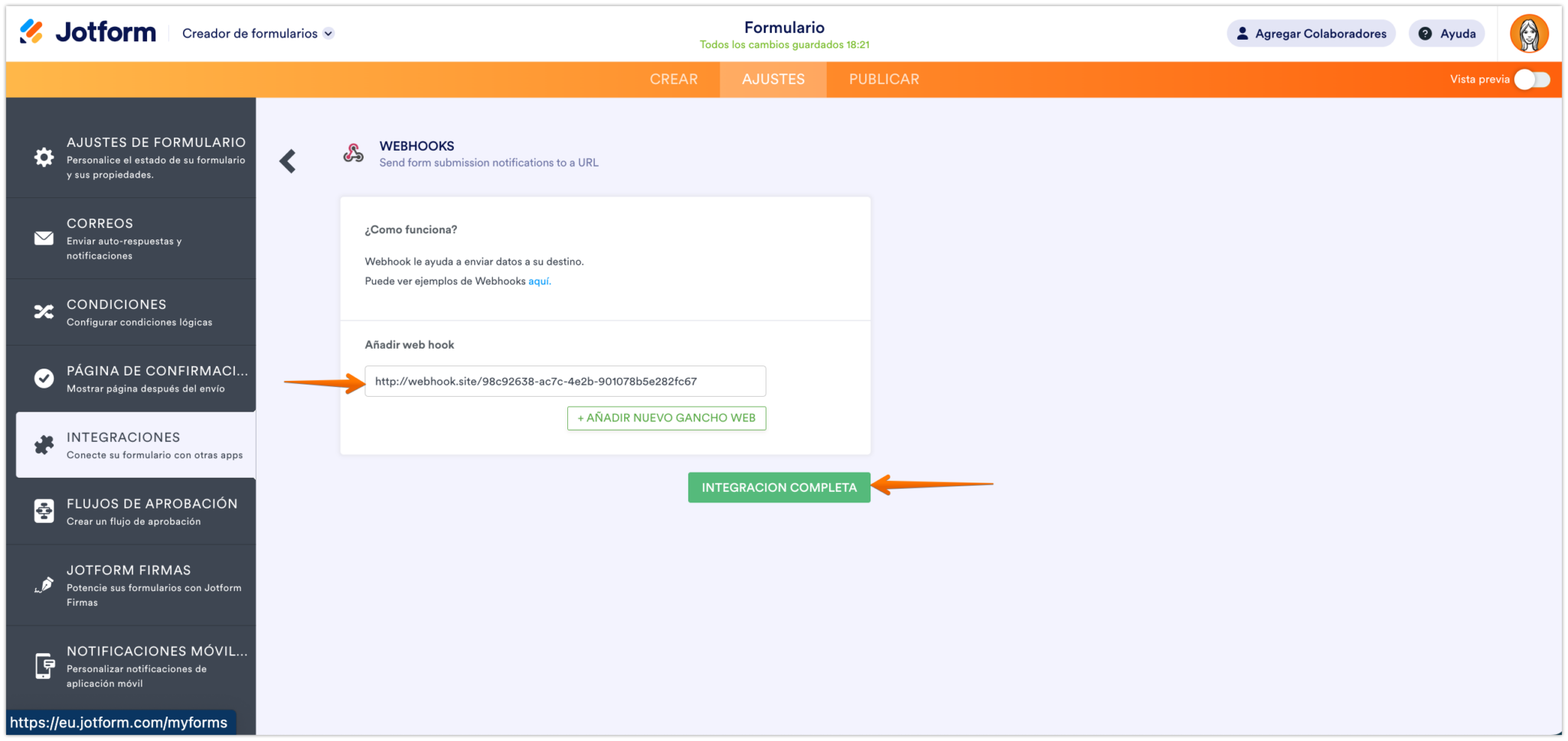 C Mo Configurar Un Webhook Con Jotform