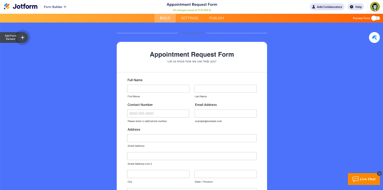 Appointment Request Form in Jotform Form Builder