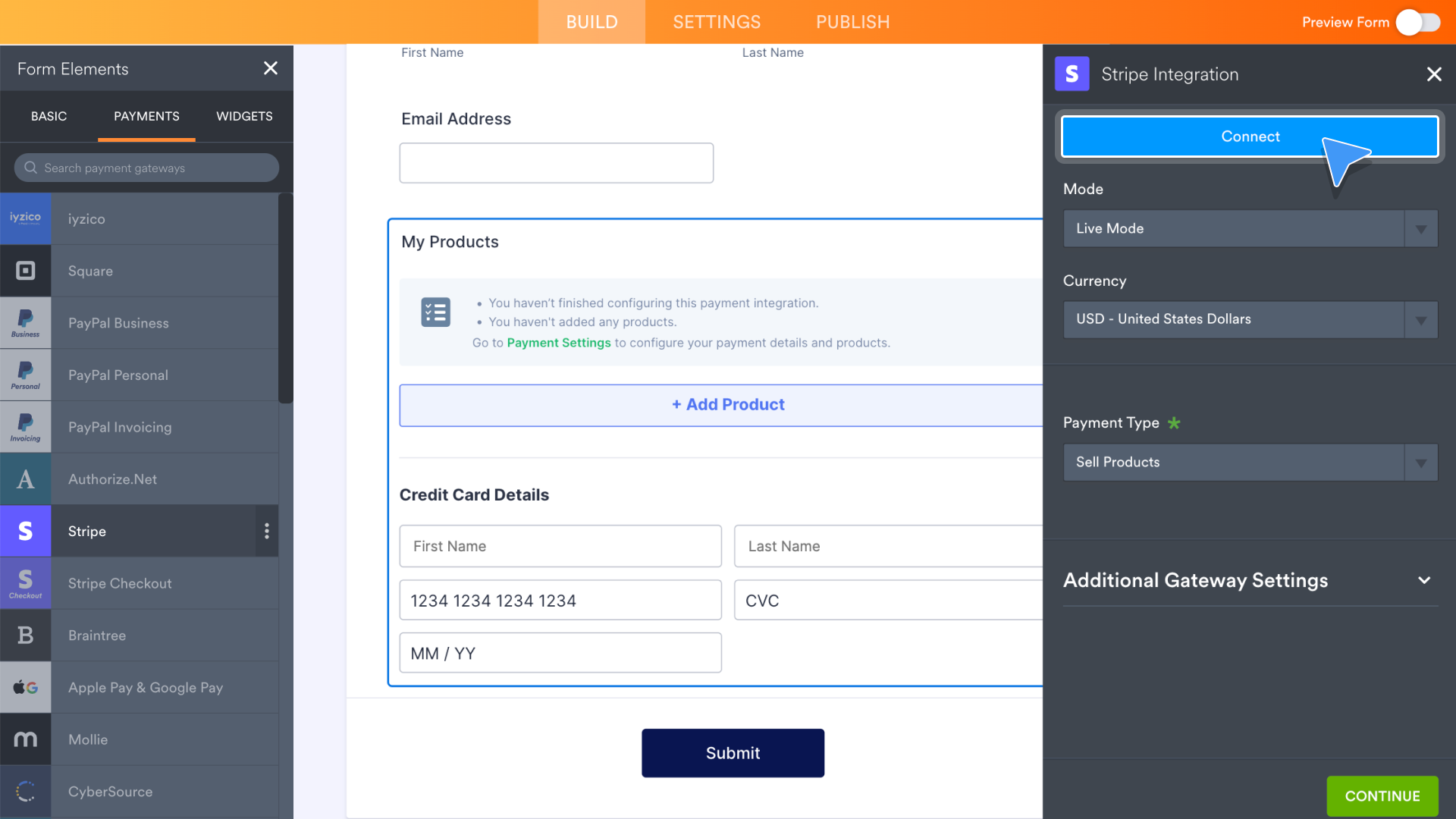 Stripe Integration Connect