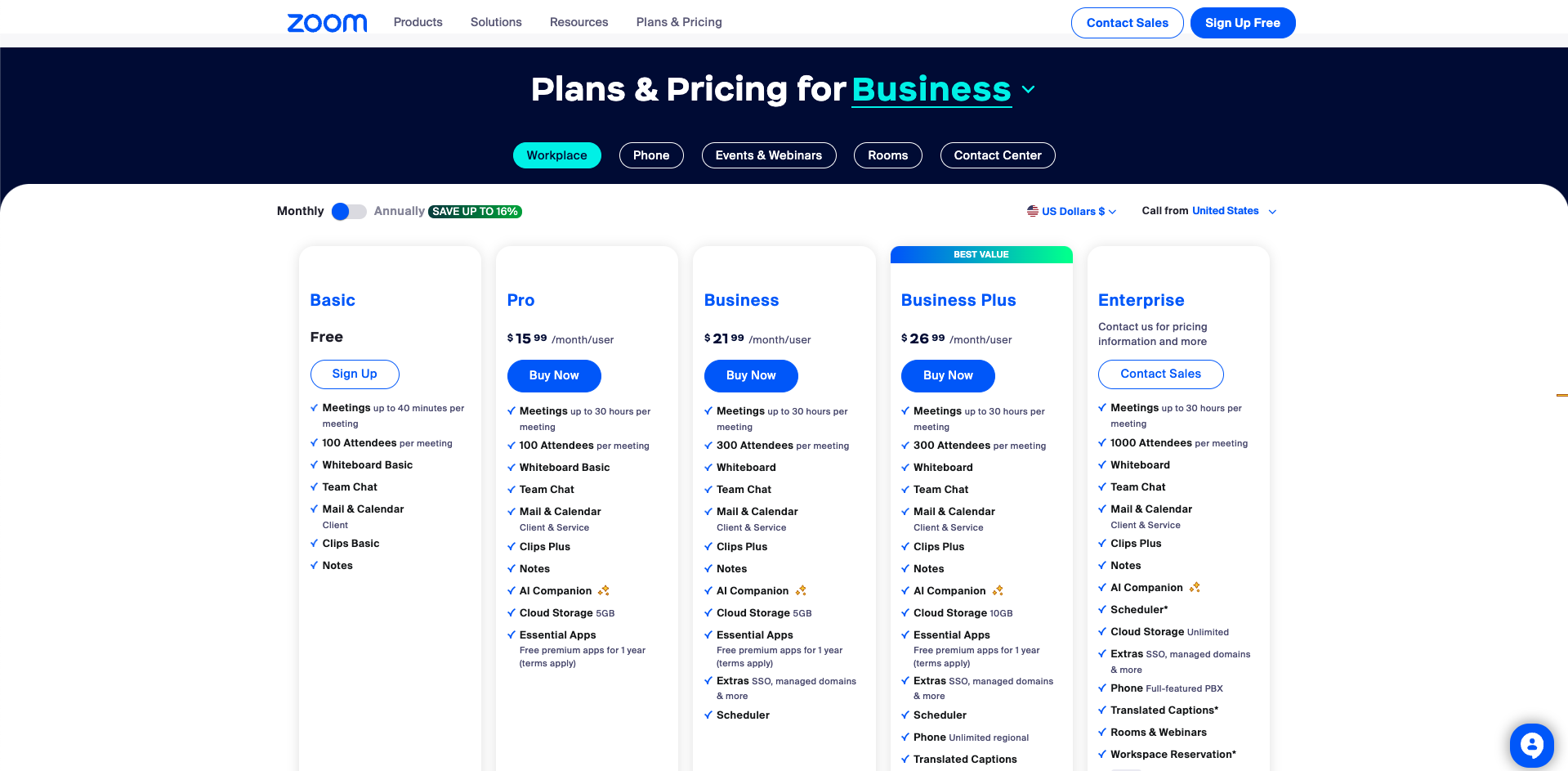 Zoom Pricing Plans