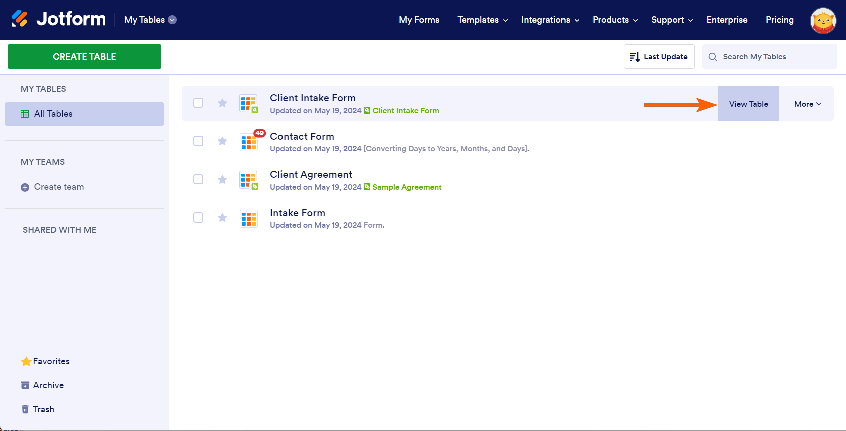 How to Download a Jotform Sign Document in Jotform Tables