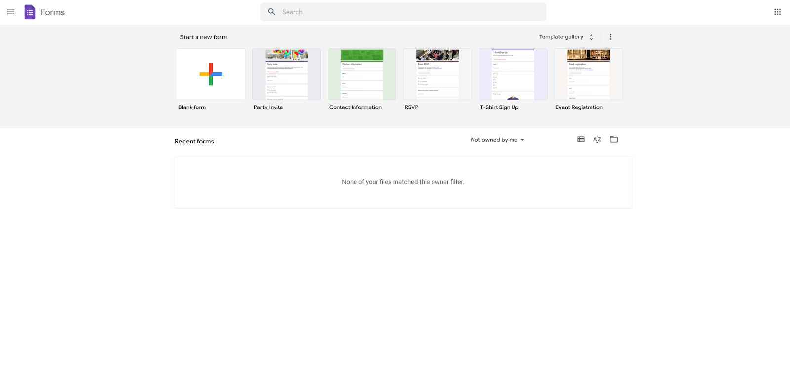 Landing Page of Google Forms