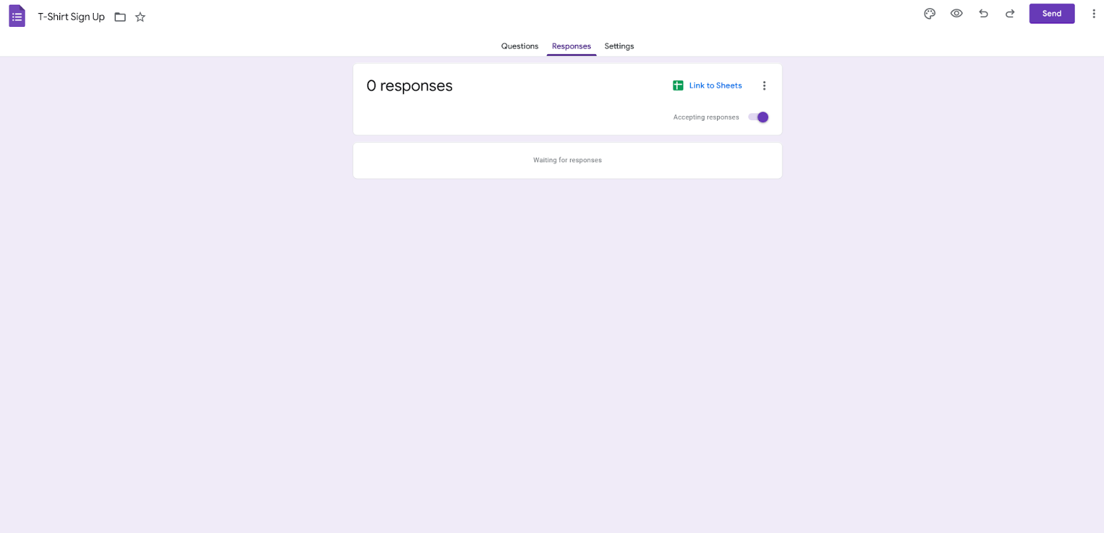 Responses Tab of Google Forms