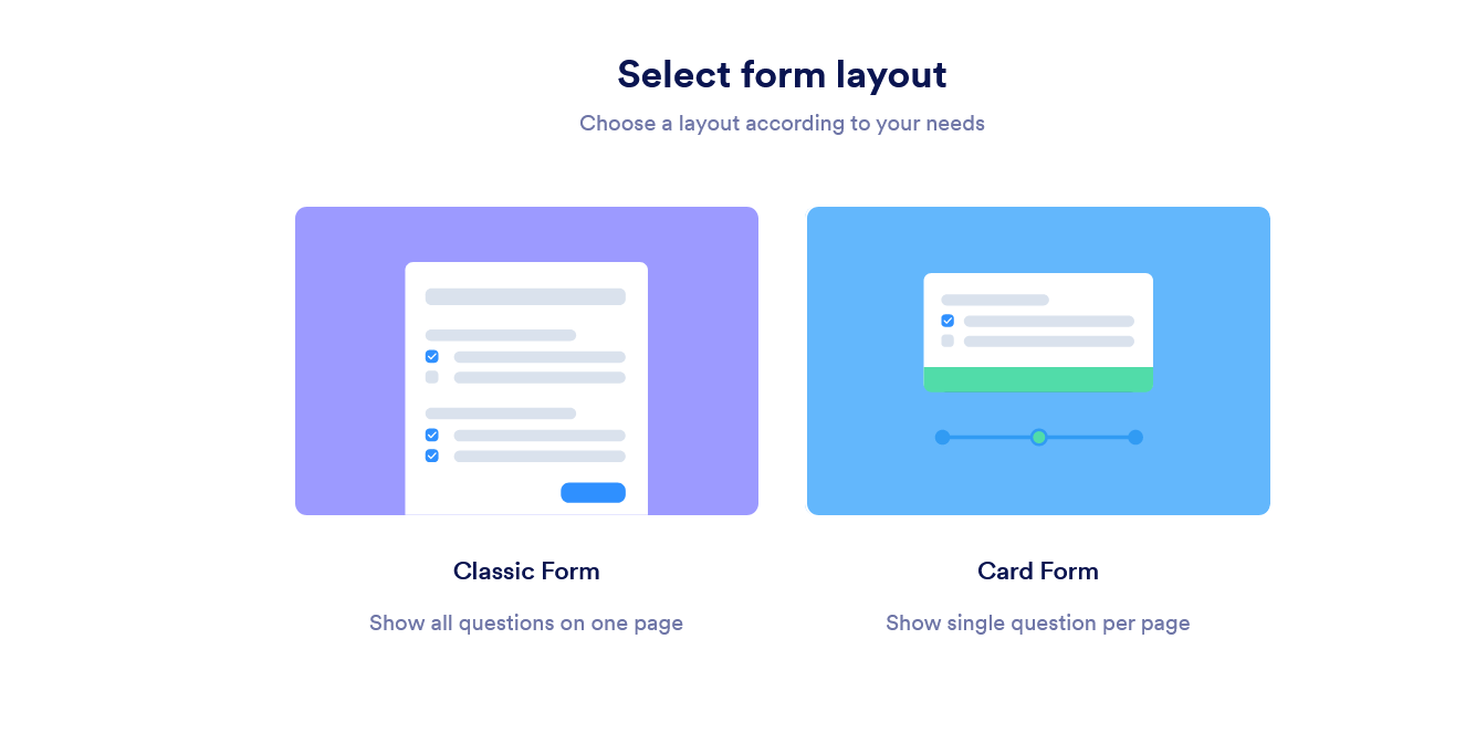 Classic and Card Options of Select Form Layout Page