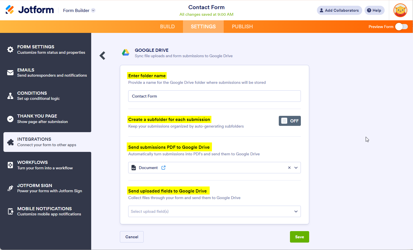 How to Integrate Your Form With Google Drive