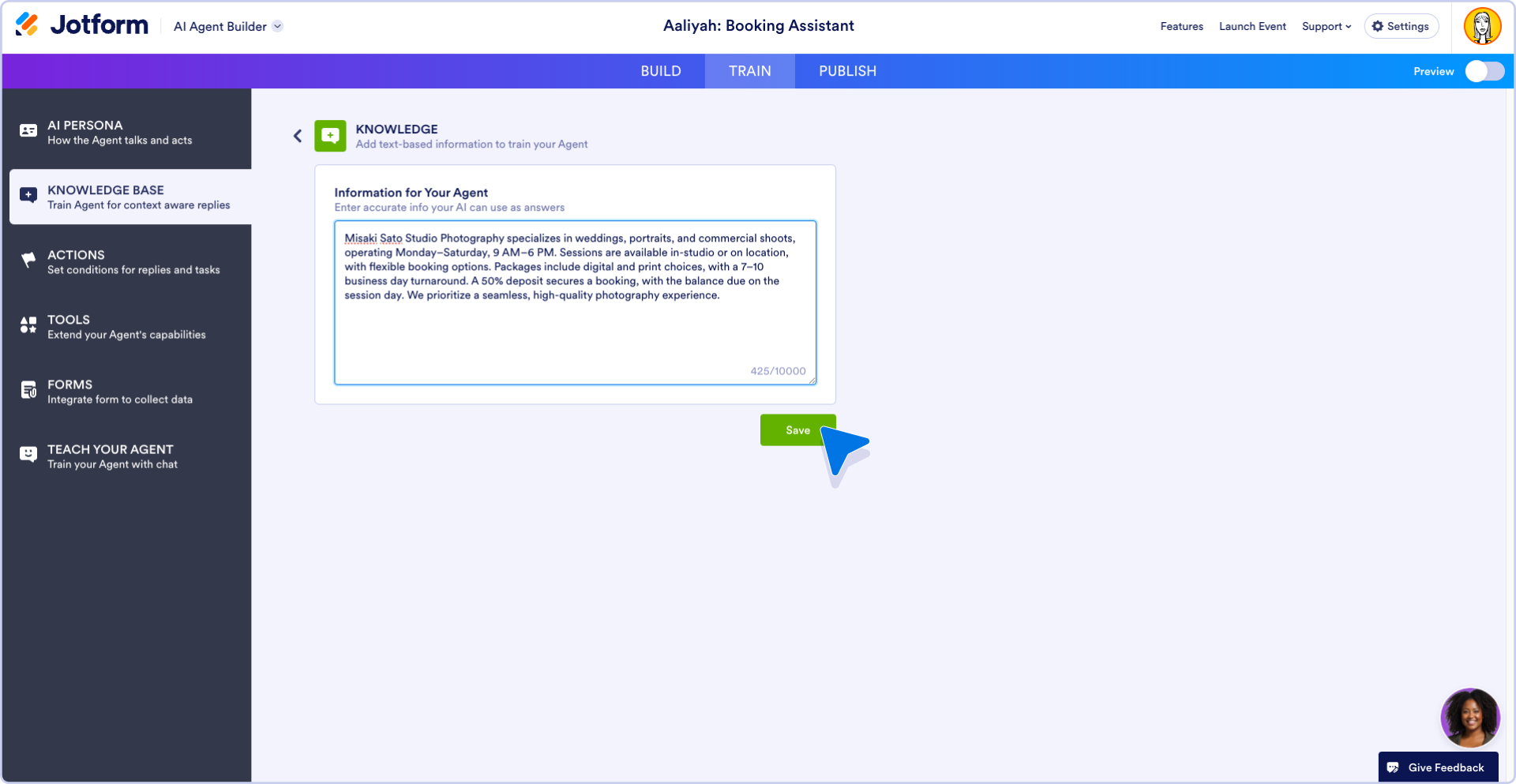 Knowledge option of Knowledge Base